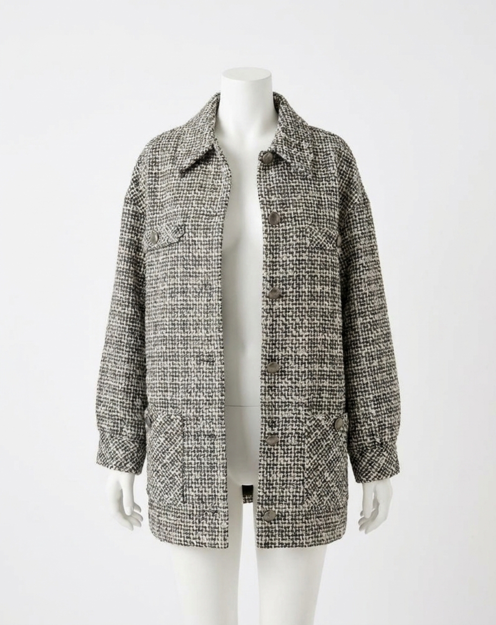 NEW ENGLISH FACTORY nora tweed shacket in black